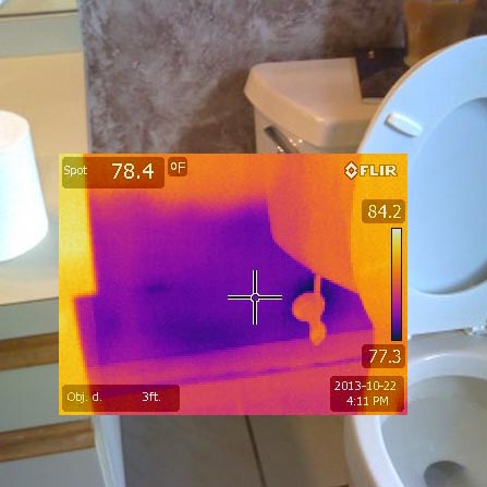 FLIR THermal Camera Showing Moisture in Bathroom