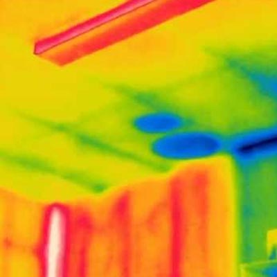 FLIR Thermal Moisture Camera Showing Moisture caused by a water leak
