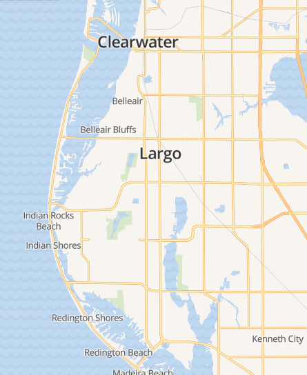 Map of Largo showing where largo is in pinellas county