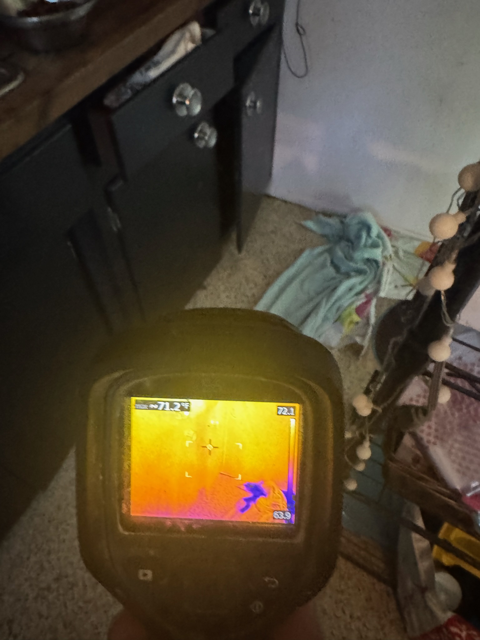 Wet towels identified by a Flir infrared camera in St Petersburg.