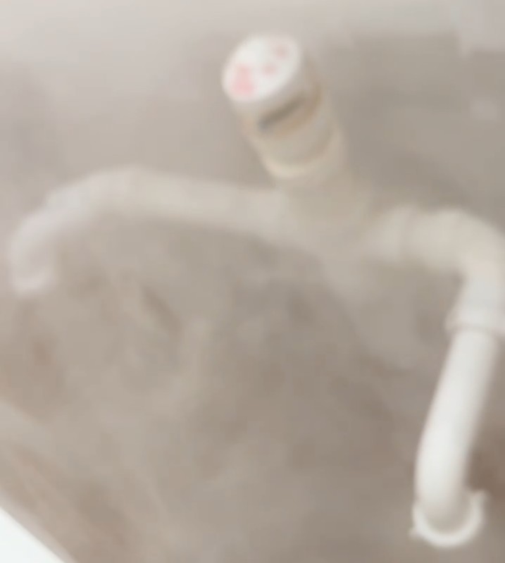 Open sewer line exposed in dining area