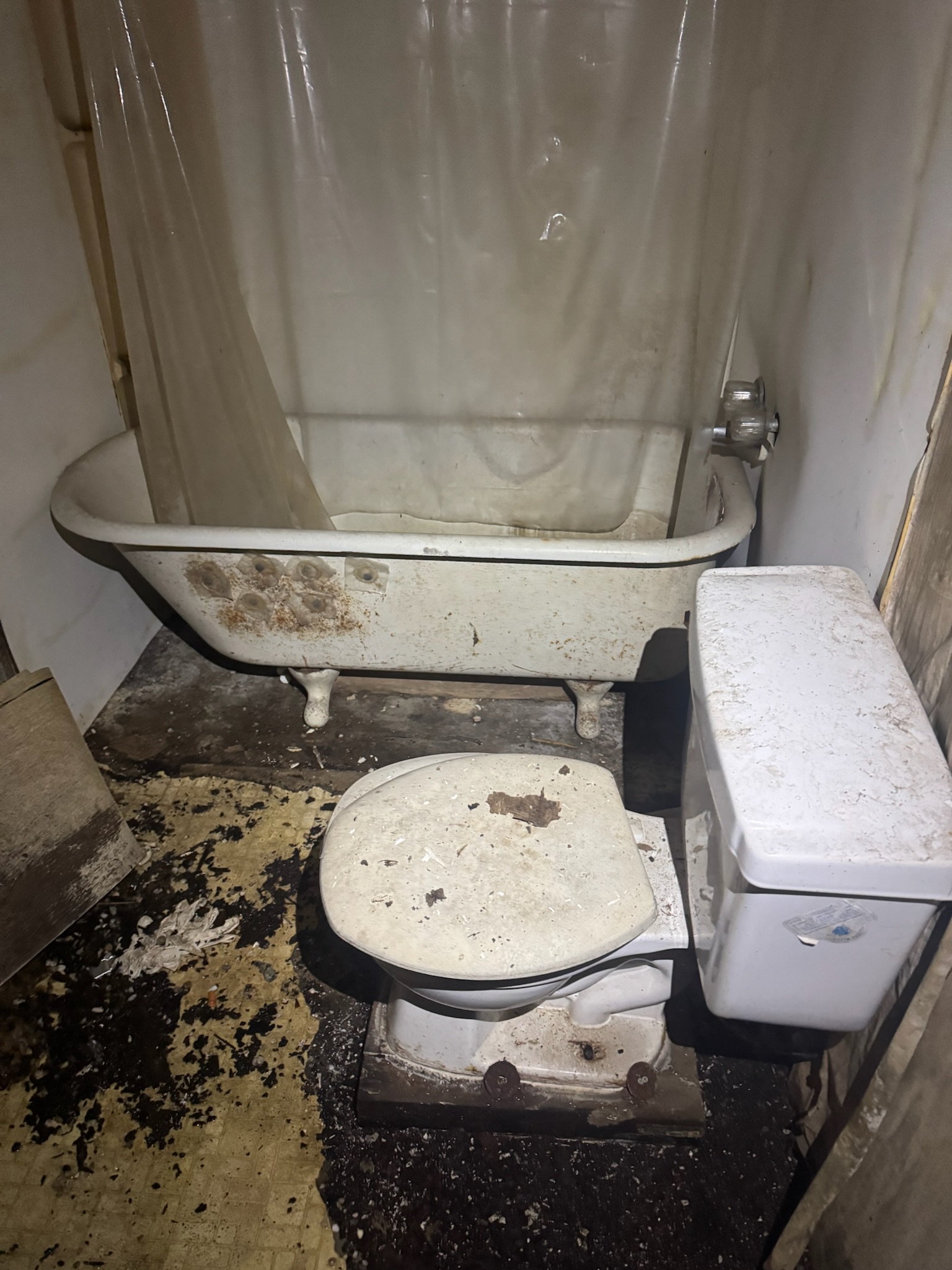 Flashlight reveals bathroom