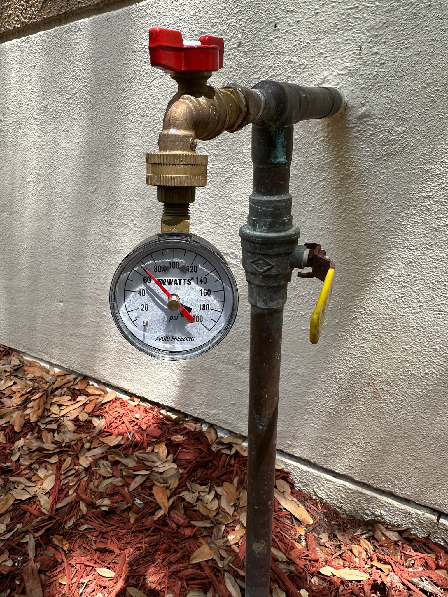 Water pressure test gauge showing 70 PSI in Largo FL