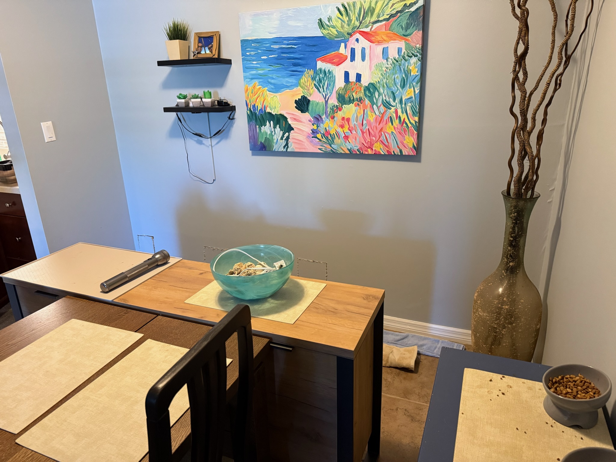 Palm Harbor water leak detection photo showing dining room wall holes cut before I Find Leaks used non-invasive equipment.