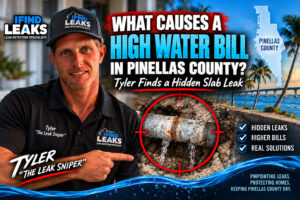 Tyler “The Leak Sniper” featured image showing hidden slab leak causing a high water bill in Pinellas County