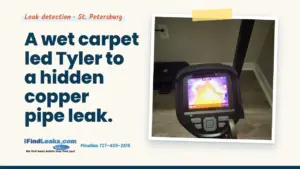 A wet carpet led Tyler to a hidden copper pipe leak.