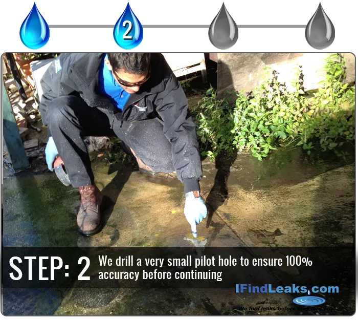 Step 2: We drill a very small pilot hole to ensure 100% accuracy before continuing