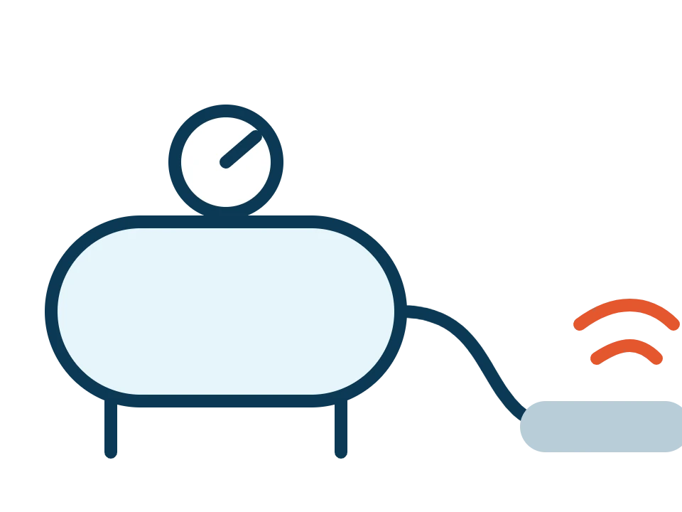 Sketch of an air tank connected to a water line