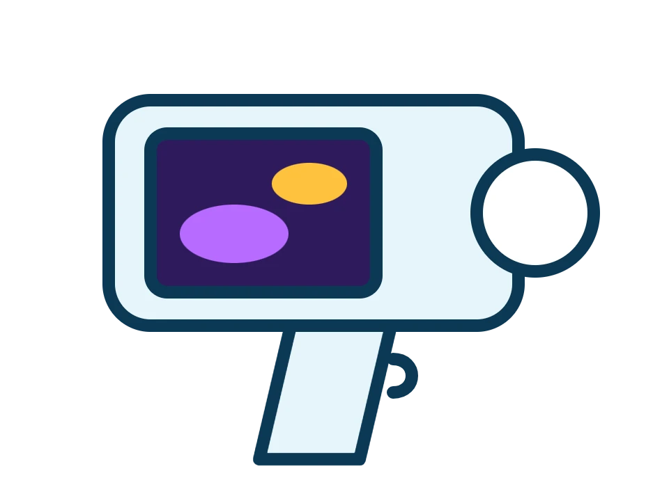 Sketch of a FLIR thermal camera showing moisture on its screen
