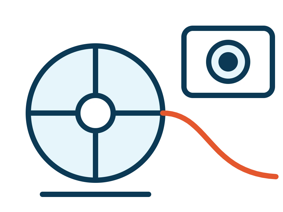 Sketch of a sewer camera reel and monitor