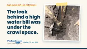 The leak behind a high water bill was under the crawl space.