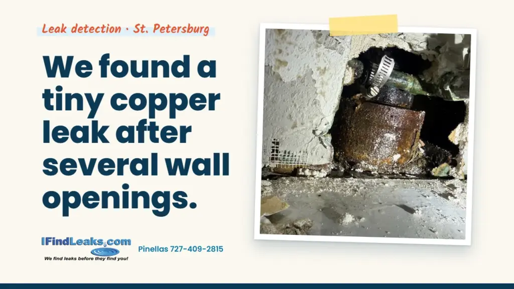 We found a tiny copper leak after several wall openings.