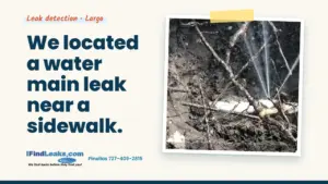We located a water main leak near a sidewalk.