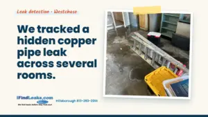 We tracked a hidden copper pipe leak across several rooms.